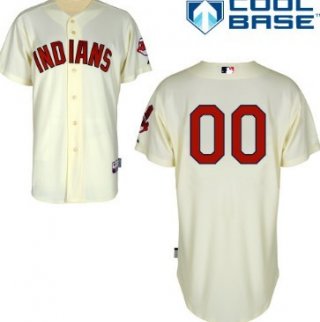 Men's Cleveland Indians Customized Cream Jersey