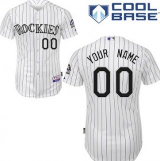 Men's Colorado Rockies Customized White Pinstripe Jersey