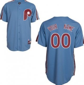 Men's Philadelphia Phillies Customized Blue Throwback Jersey