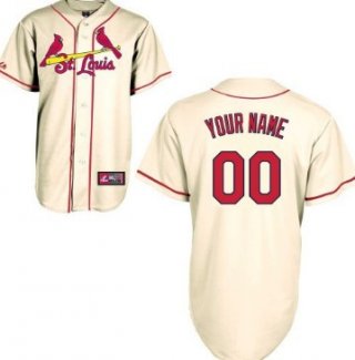 Mens' St. Louis Cardinals Customized Cream Throwback Jersey