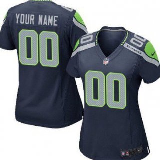 Women's Nike Seattle Seahawks Customized Navy Blue Game Jersey