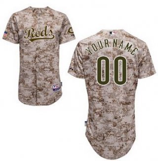 Women's Cincinnati Reds Customized Camo Cool Base Baseball Jersey