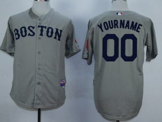 Youth Boston Red Sox Customized Gray MLB Cool Base Jersey