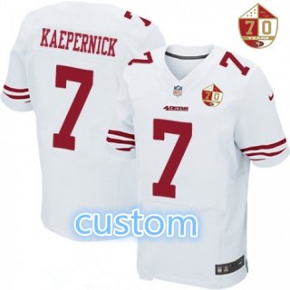 Men's San Francisco 49ers custom White 70th Anniversary Patch Stitched NFL Nike Elite Jersey