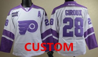 Philadelphia Flyers Custom White Womens Fights Cancer Jersey