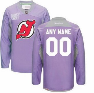 Men's New Jersey Devils Purple Pink Custom Reebok Hockey Fights Cancer Practice Jersey