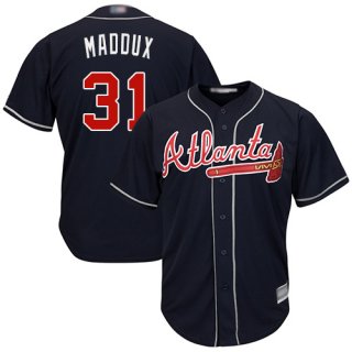 Braves #31 Greg Maddux Navy Blue Cool Base Stitched Youth Baseball Jersey