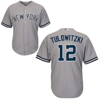 Yankees #12 Troy Tulowitzki Grey Cool Base Stitched Youth Baseball Jersey