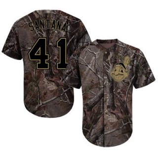 Youth Indians #41 Carlos Santana Camo Realtree Collection Cool Base Stitched Baseball Jersey