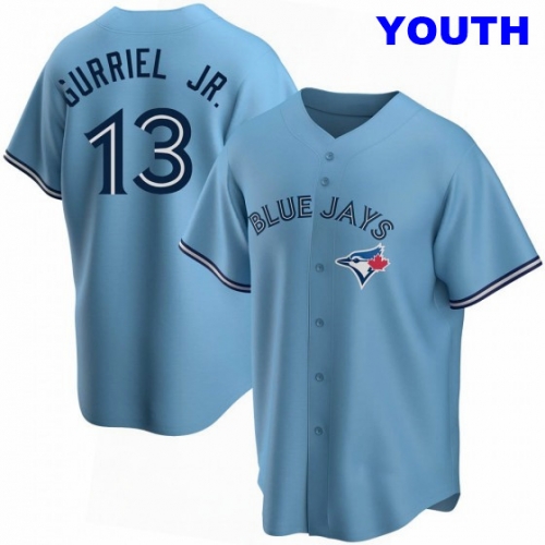 YOUTH TORONTO BLUE JAYS #13 LOURDES GURRIEL JR. BLUE POWDER ALTERNATE JERSEY