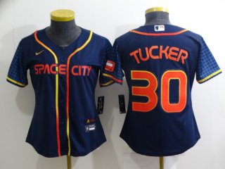 Youth Houston Astros #30 Kyle Tucker 2022 Navy Blue City Connect Cool Base Stitched Jersey