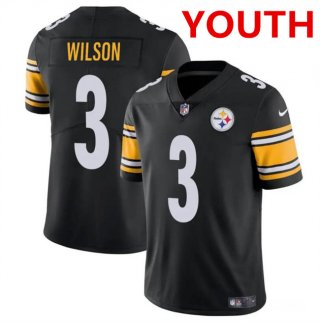 Youth Pittsburgh Steelers #3 Russell Wilson Black Vapor Untouchable Limited Football Stitched Jersey