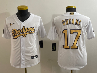 Youth Los Angeles Dodgers #17 Shohei Ohtani White 2022 All Star Stitched Flex Base Nike Jersey