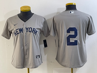 Youth New York Yankees #2 Derek Jeter Gray Field of Dreams Cool Base Jersey