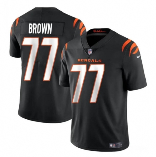 Youth Cincinnati Bengals #77 Trent Brown Black Vapor Untouchable Limited Stitched Jersey