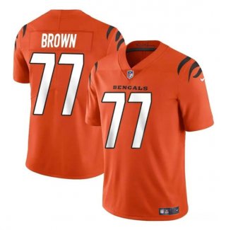 Youth Cincinnati Bengals #77 Trent Brown Orange Vapor Untouchable Limited Stitched Jersey