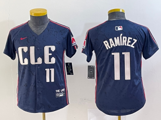 Youth Cleveland Guardians #11 Jose Ramirez Number Navy 2024 City Connect Limited Stitched Jersey