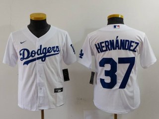 Youth Los Angeles Dodgers #37 Teoscar Hernandez White Cool Base Stitched Jersey