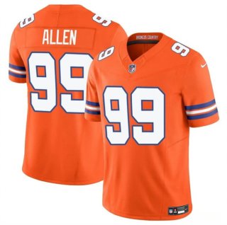 Youth Denver Broncos #99 Zach Allen Orange F.U.S.E. Mile High Collection 1977 Throwback Vapor Limited Football Stitched Jersey