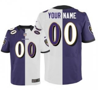 Men's Nike Baltimore Ravens Customized Purple/White Two Tone Elite Jersey