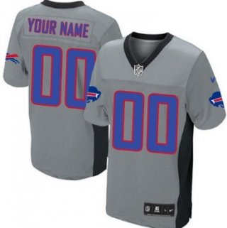 Men's Nike Buffalo Bills Customized Gray Shadow Elite Jersey