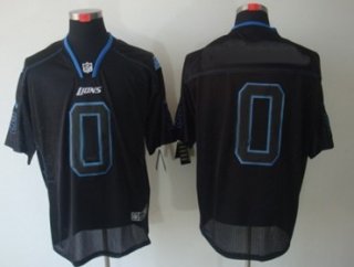 Men's Nike Detroit Lions Customized Lights Out Black Elite Jersey