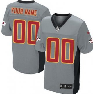 Men's Nike Kansas City Chiefs Customized Gray Shadow Elite Jersey