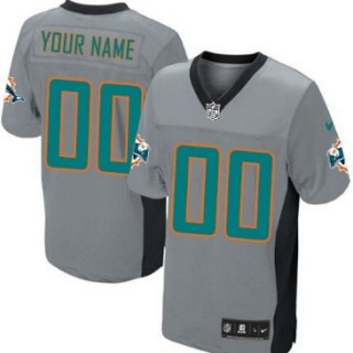 Men's Nike Miami Dolphins Customized Gray Shadow Elite Jersey