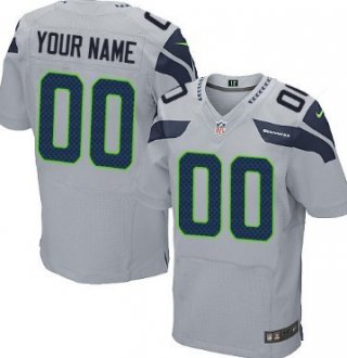 Men's Nike Seattle Seahawks Customized Gray Elite Jersey