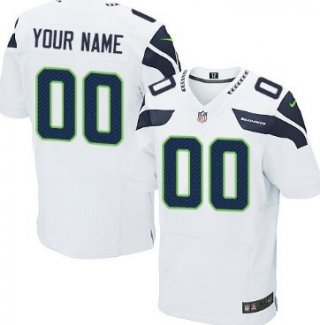 Men's Nike Seattle Seahawks Customized White Elite Jersey