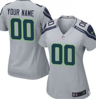 Women's Nike Seattle Seahawks Customized Gray Limited Jersey