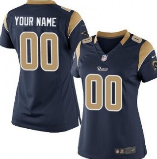 Women's Nike St. Louis Rams Customized Navy Blue Limited Jersey