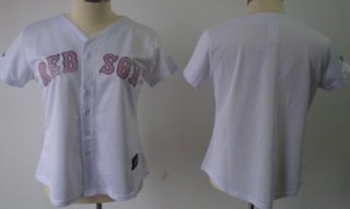 Women's Boston Red Sox Customized White With Pink Jersey