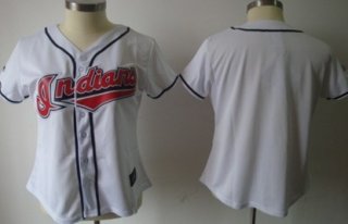 Men's Cleveland Indians Customized White With Red Jersey