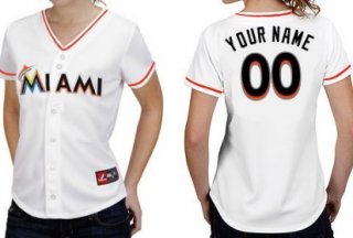 Women's Miami Marlins Customized White With Black Jersey