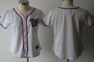 Women's Washington Nationals Customized White With Red Jersey