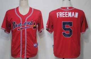 Atlanta Braves #5 Freddie Freeman Red Kids Jersey