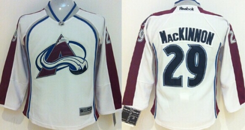 Colorado Avalanche #29 Nathan MacKinnon White Kids Jersey