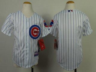 Chicago Cubs Blank White Pinstirpe Kids Jersey