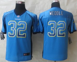 Nike San Diego Chargers #32 Eric Weddle Drift Fashion Blue Kids Jersey