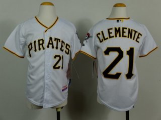 Pittsburgh Pirates #21 Roberto Clemente White Kids Jersey