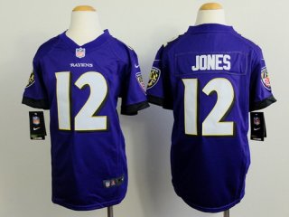 Nike Baltimore Ravens #12 Jacoby Jones 2013 Purple Game Kids Jersey