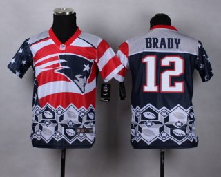 Nike New England Patriots #12 Tom Brady 2015 Noble Fashion Kids Jersey