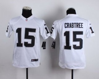 Youth Oakland Raiders #15 Michael Crabtree Nike White Game Jersey