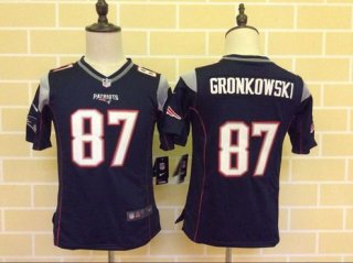 Youth New England Patriots #87 Rob Gronkowski Navy Blue Team Color 2015 NFL Nike Game Jersey