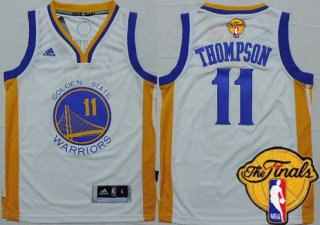 Youth Golden State Warriors #11 Klay Thompson White 2016 The NBA Finals Patch Jersey