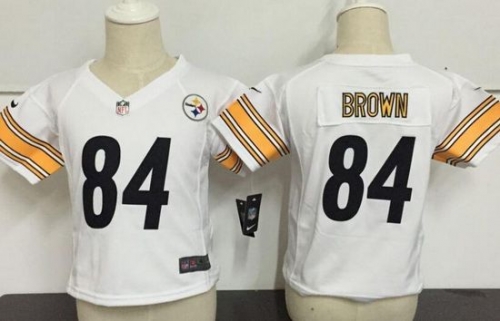 Toddler Pittsburgh Steelers #84 Antonio Brown White Road Stitched NFL Nike Game Jersey