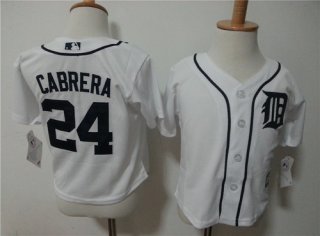 Toddler Detroit Tigers #24 Miguel Cabrera White Home MLB Majestic Baseball Jersey