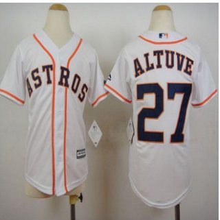 Youth Houston Astros #27 Jose Altuve White Cool Base Stitched Baseball Jersey