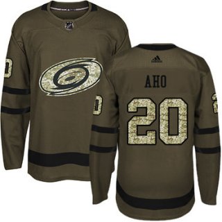 Adidas Hurricanes #20 Sebastian Aho Green Salute to Service Stitched Youth NHL Jersey